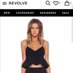 NICHOLAS V Neck Flared Crop Top in Black Size US 2